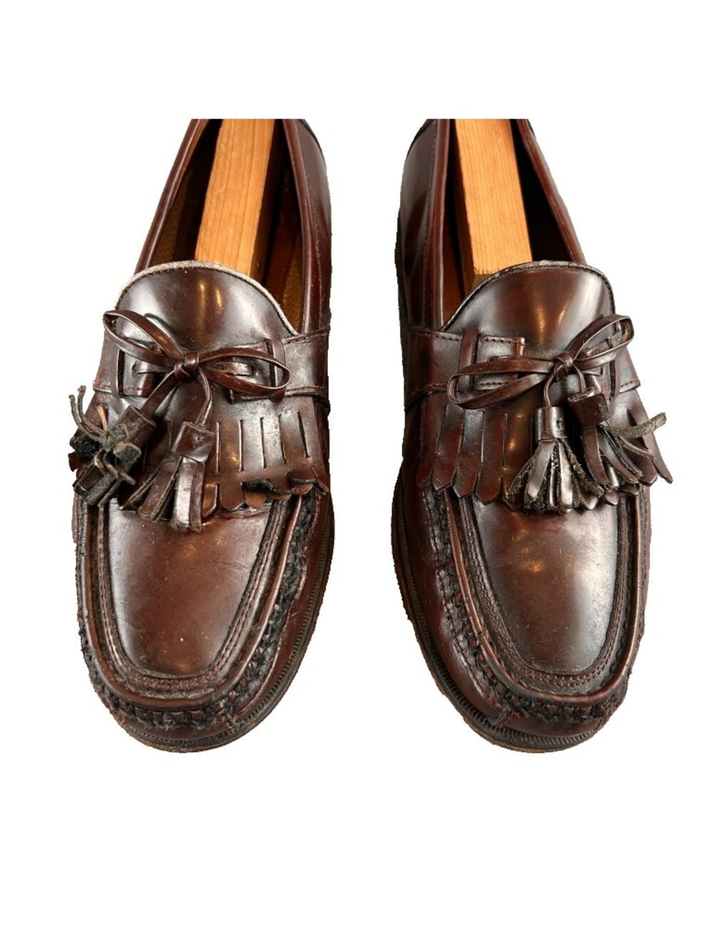Mens 9M Shoes Burgundy Tassel Loafers Dress Leather Slip On Johnston & Murphy